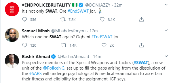 Nigerians reacts as IGP creates SWAT as replacement for SARS