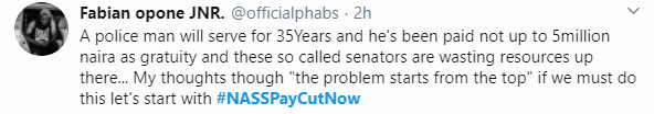 #NASSPayCutNow trends as Nigerians demand a slash in lawmakers salaries