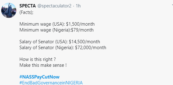 #NASSPayCutNow trends as Nigerians demand a slash in lawmakers salaries