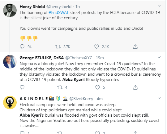 Nigerians blast FCTA for banning #EndSARS protests in Abuja 