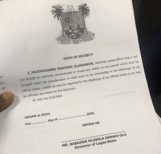 "We want an open panel" Nigerians say as youth representatives on the Lagos judicial panel of enquiry on police brutality are asked to sign oath of secrecy