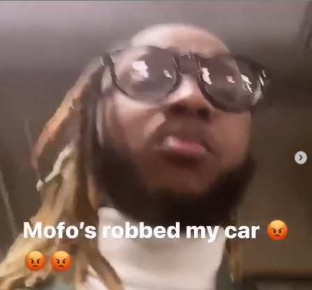Rapper Yung6ix rants on? Instagram after valuables items were stolen from his car in the US (video)