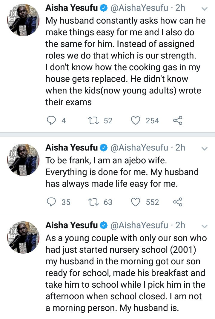 My husband is the most practicing feminist - Aisha Yesufu responds to Twitter user who asked how she handles her home