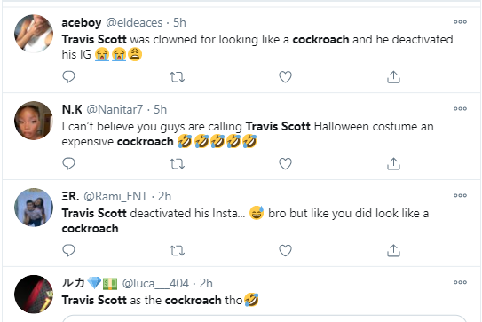 Travis Scott deactivates his Instagram after fans compared him to a "cockroach" over his Batman costume for Halloween