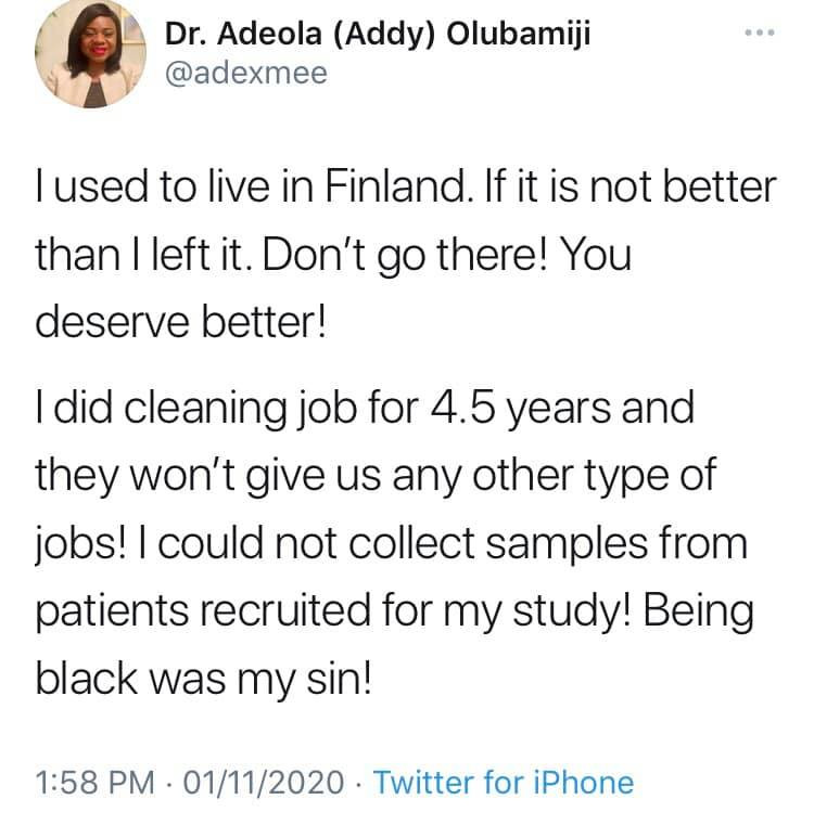Being black was my sin - Nigerian lady narrates how she couldn