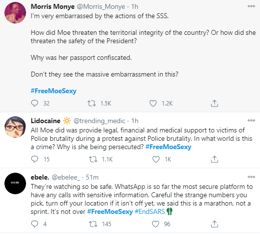 Outrage as #EndSARS frontliner is prevented from leaving the country and her passport seized; Oby Ezekwesili, Lala Akindoju and others react