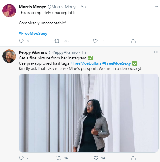Outrage as #EndSARS frontliner is prevented from leaving the country and her passport seized; Oby Ezekwesili, Lala Akindoju and others react