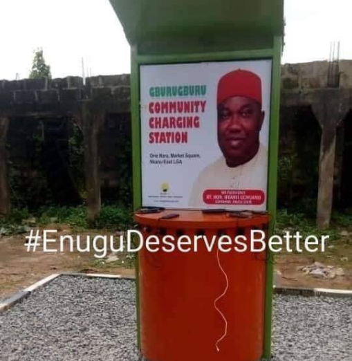 "What a joke" Nigerians react as community charging station is installed in a village in Enugu