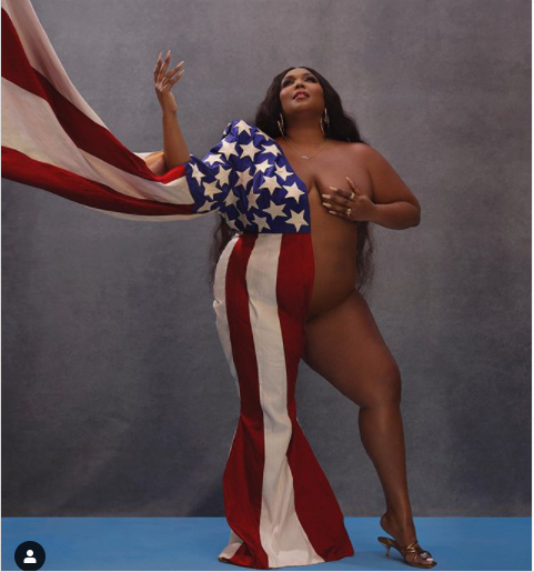 Singer, Lizzo sends a powerful message on election day with revealing photo of herself half-dressed in US flag