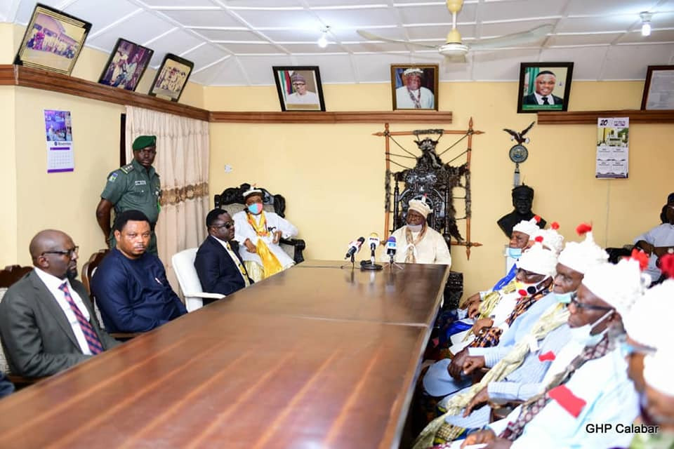 "You are our son. We love you" - Obong of Calabar makes a U-turn, declares full support for Governor Ayade after asking him to step aside
