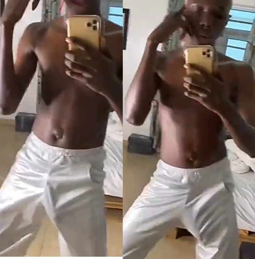 Rapper Blaqbonez shows off his d**k print in transparent white pants without underwear (video)