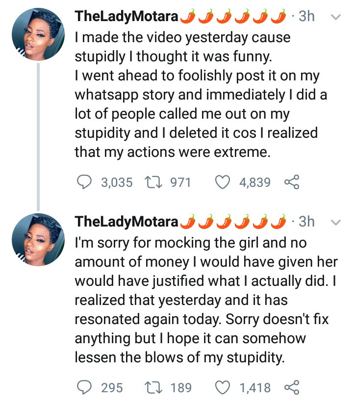 Outrage as influencer entices child beggar with a bottle of drink then leaves her hanging (video)