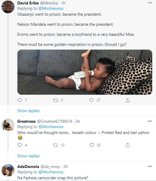 Hilarious reactions as End SARS protest frontliners, Eromz and Moe go out for dinner after he was released from prison