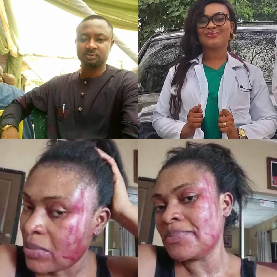 Lady calls out her husband, Pius Angbo, a staff of Channels TV, for allegedly beating her mercilessly just four weeks after she welcomed their fourth child (video)