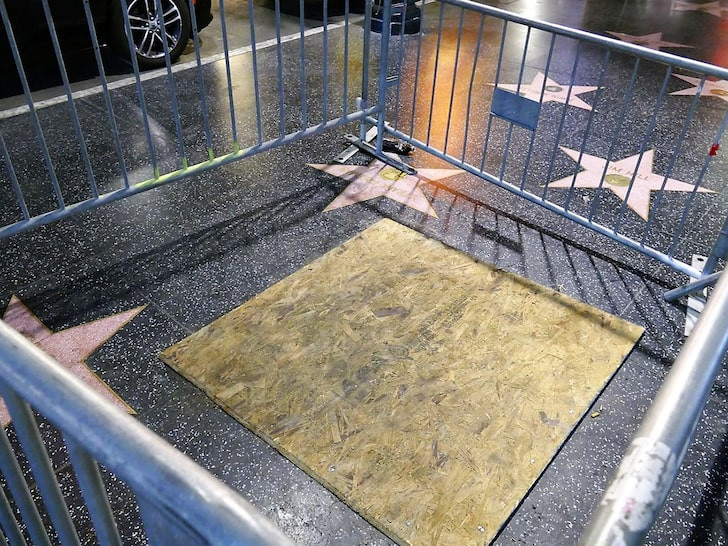 Donald Trump?s Hollywood Walk of Fame star caged and boarded up after being repeatedly vandalized for years (Photos)