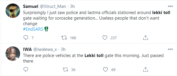 Police and soldiers allegedly take over Lekki toll gate ahead of fresh #EndSARS protest 