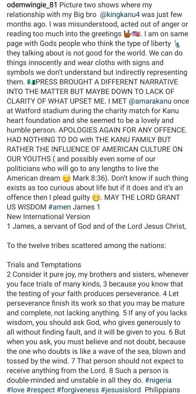 "I read too much into the greetings" Odemwingie apologises to Kanu and family 