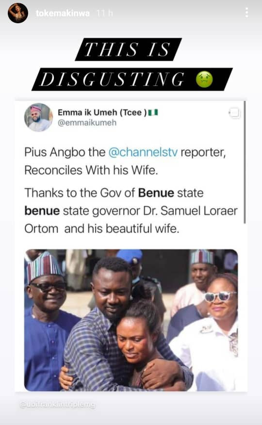 Domestic violence: This is disgusting- Toke Makinwa, Latasha Ngwube, Bolanle Olukanni, others condemn reconciliation between Channels TV reporter and his wife