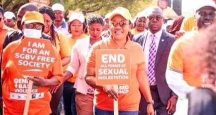 Benue First Lady leads walk against gender-based violence days after she and husband reconciled Pius Angbo and wife without making him face the consequences
