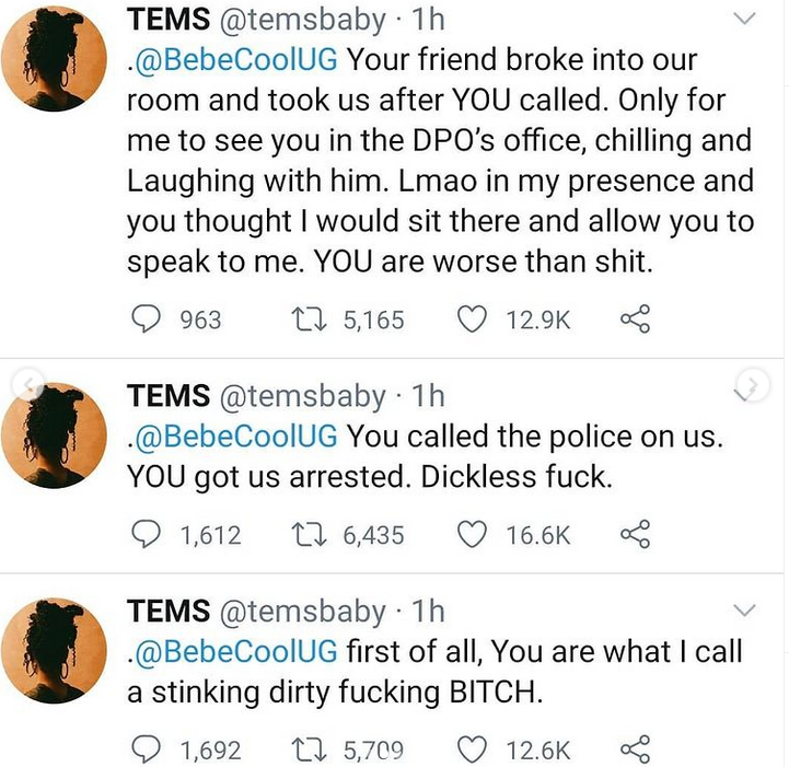 Singer Tems tells Ugandan singer Bebecool to avoid Nigeria for the rest of his life