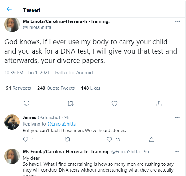 ?If my husband asks for DNA test after giving birth, I