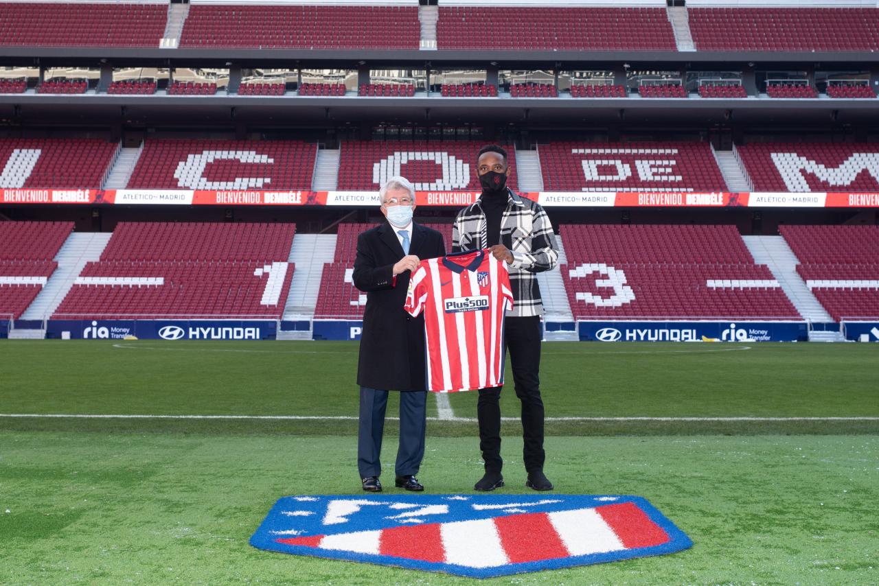 Atletico Madrid unveils Moussa Dembele following his loan switch from Lyon; hand him Diego Costa