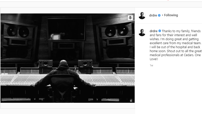 Dr. Dre released from hospital after suffering a brain aneurysm