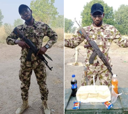 See how a soldier serving in Borno state celebrated his birthday (photos)