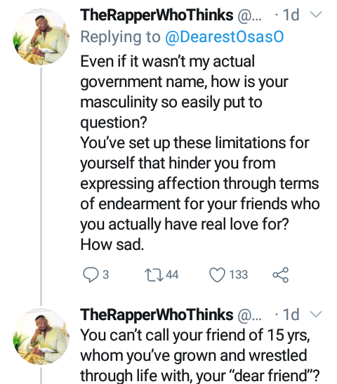 Man says Nigerian men feel "uncomfortable" calling him by his name 