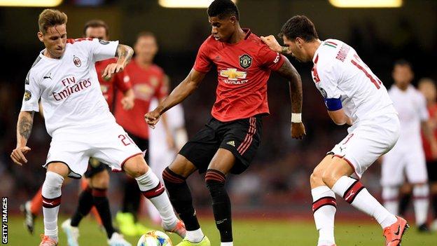 Manchester United against AC Milan in 2019 pre-season