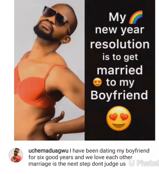 My new year resolution is to get married to my boyfriend of six years- actor Uche Maduagwu reveals