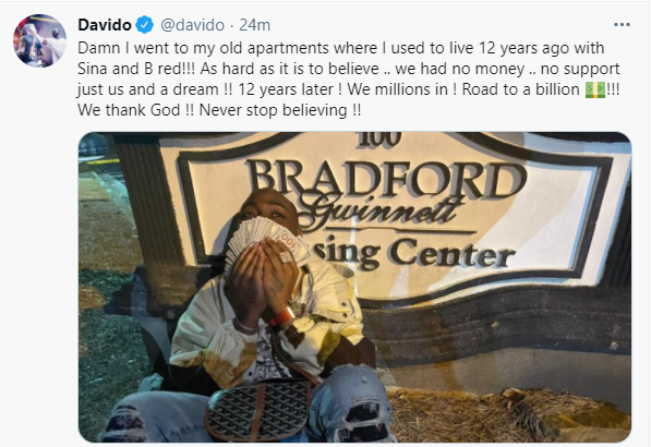 Davido visits his old apartment in the US (photo)