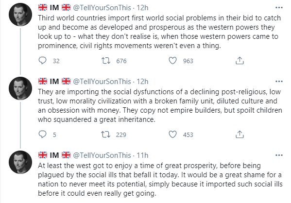 Third world countries import first world social problems in their bid to catch up to western powers - Twitter user