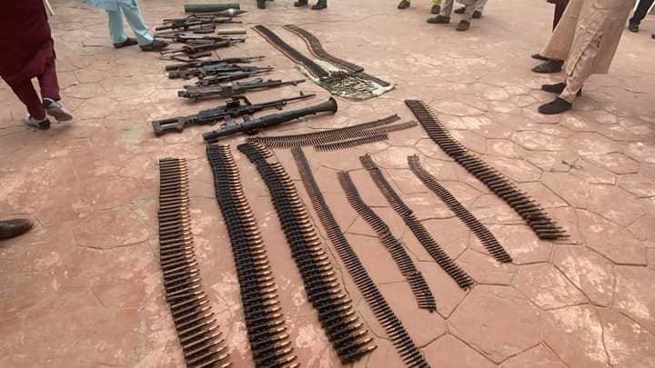 Son of notorious bandit leader, three others surrender arms, anti aircraft guns, rocket launchers, live ammunitions to Zamfara State Govt  
