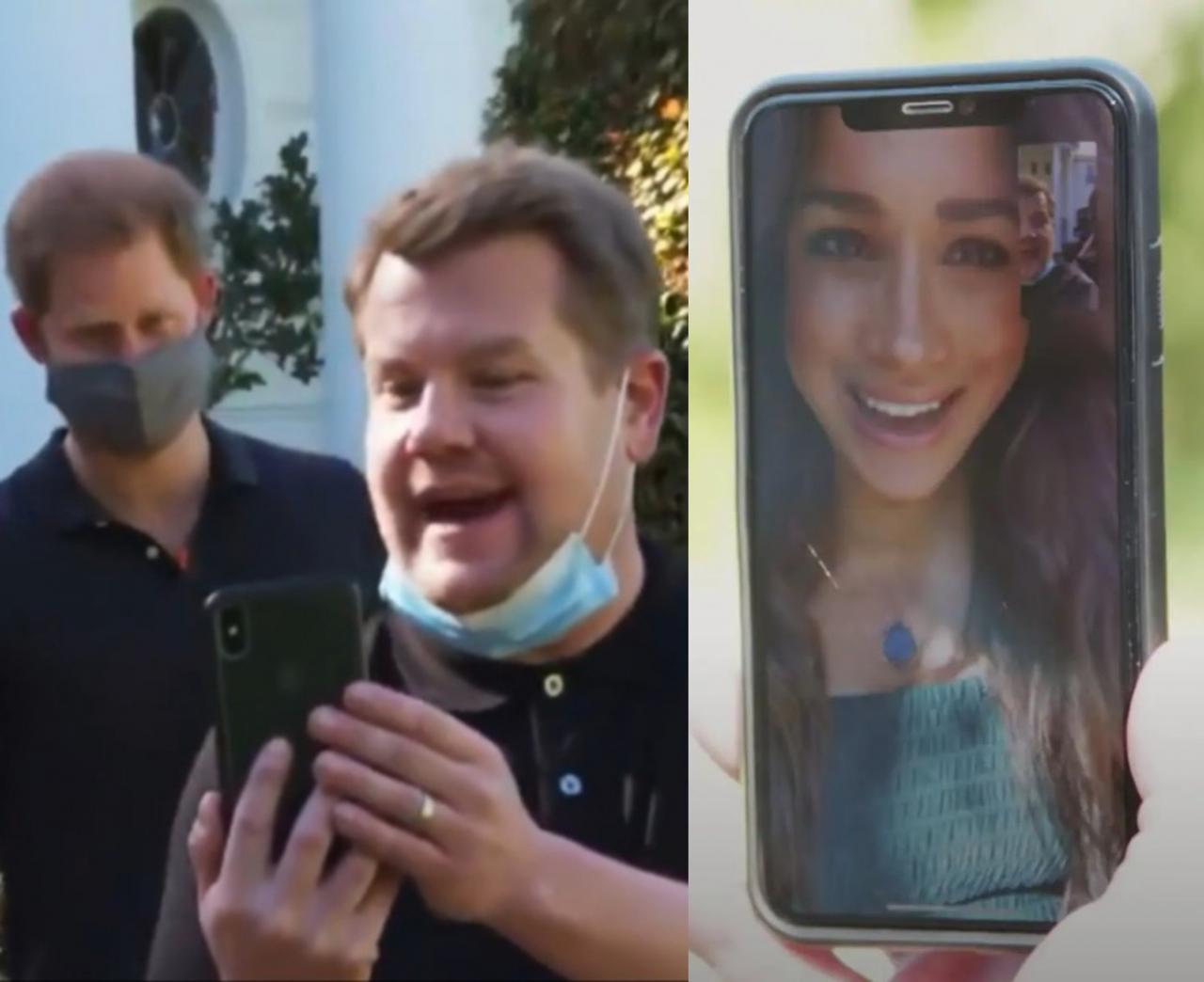 Meghan Markle joins Prince Harry and James Corden on video call during tell-all interview then calls Harry a sweet pet name (video)