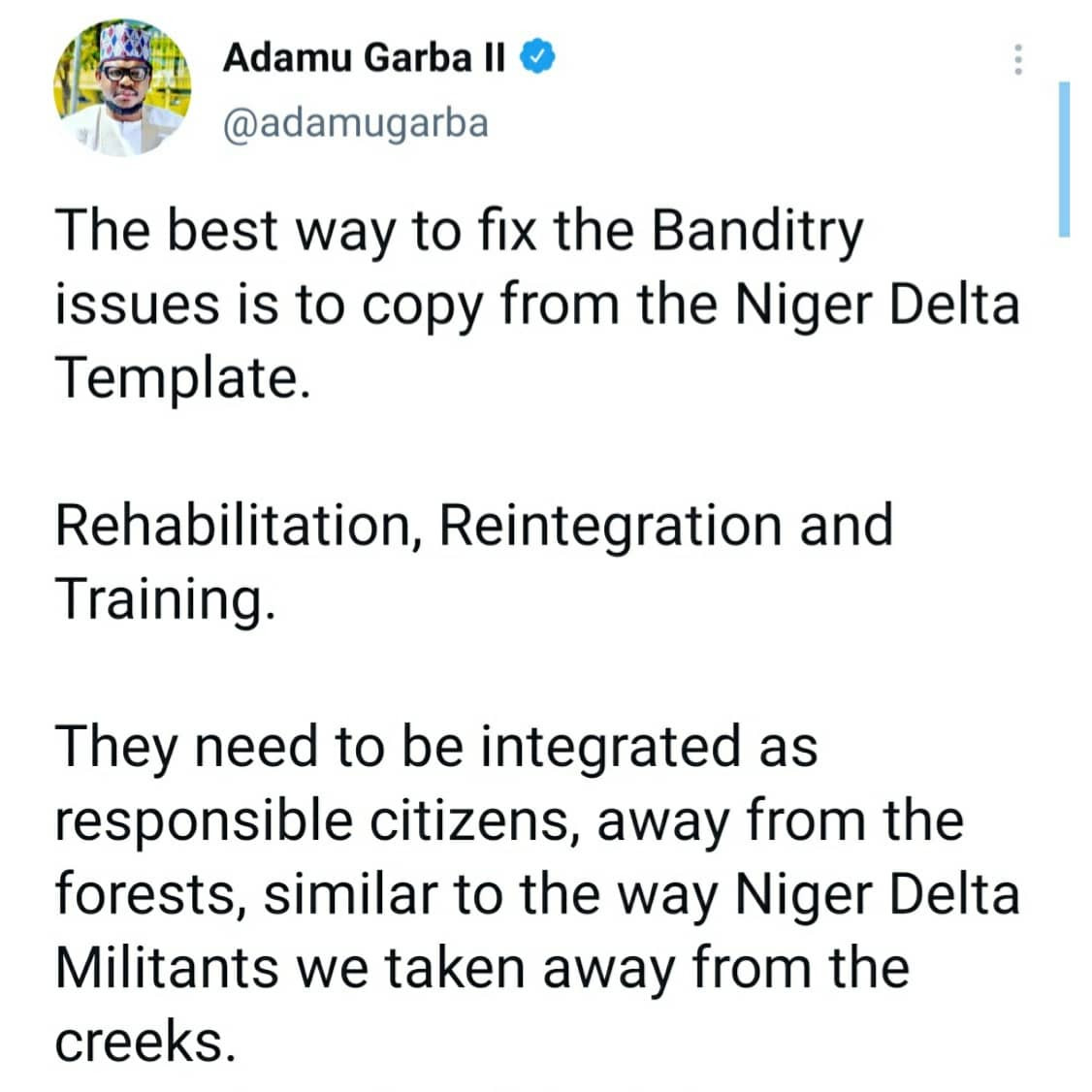 Presidential aspirant, Adamu Garba, trends after he likened bandits to Niger Delta militants (video)