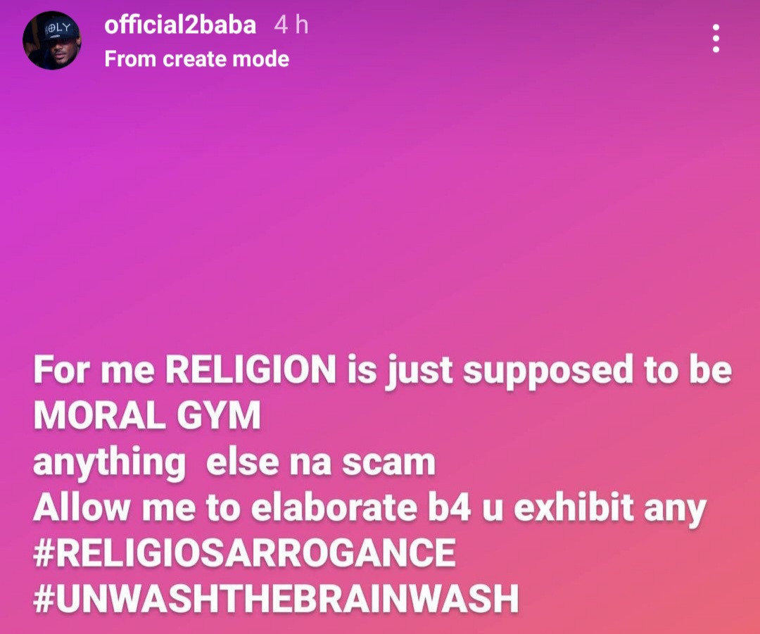 Any human that claims they are fighting for God is downgrading and insulting God- 2face Idibia