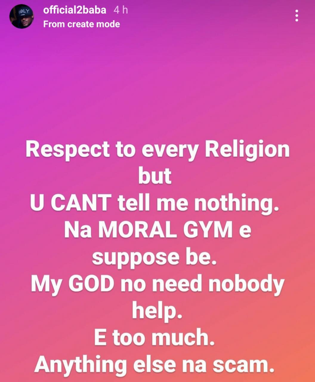 Any human that claims they are fighting for God is downgrading and insulting God- 2face Idibia