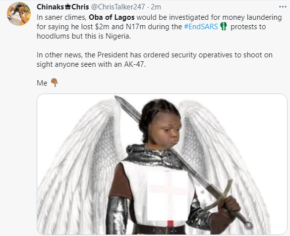 Oba of Lagos under fire for saying hoodlums stole m and N17m from his palace during the #EndSARS protest