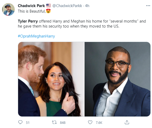 How Tyler Perry came to Meghan Markle and Prince Harry