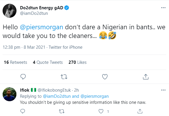 Piers Morgan warned by Nigerians on Twitter following his TV clash with Dr. Shola Mos-Shogbamimu 