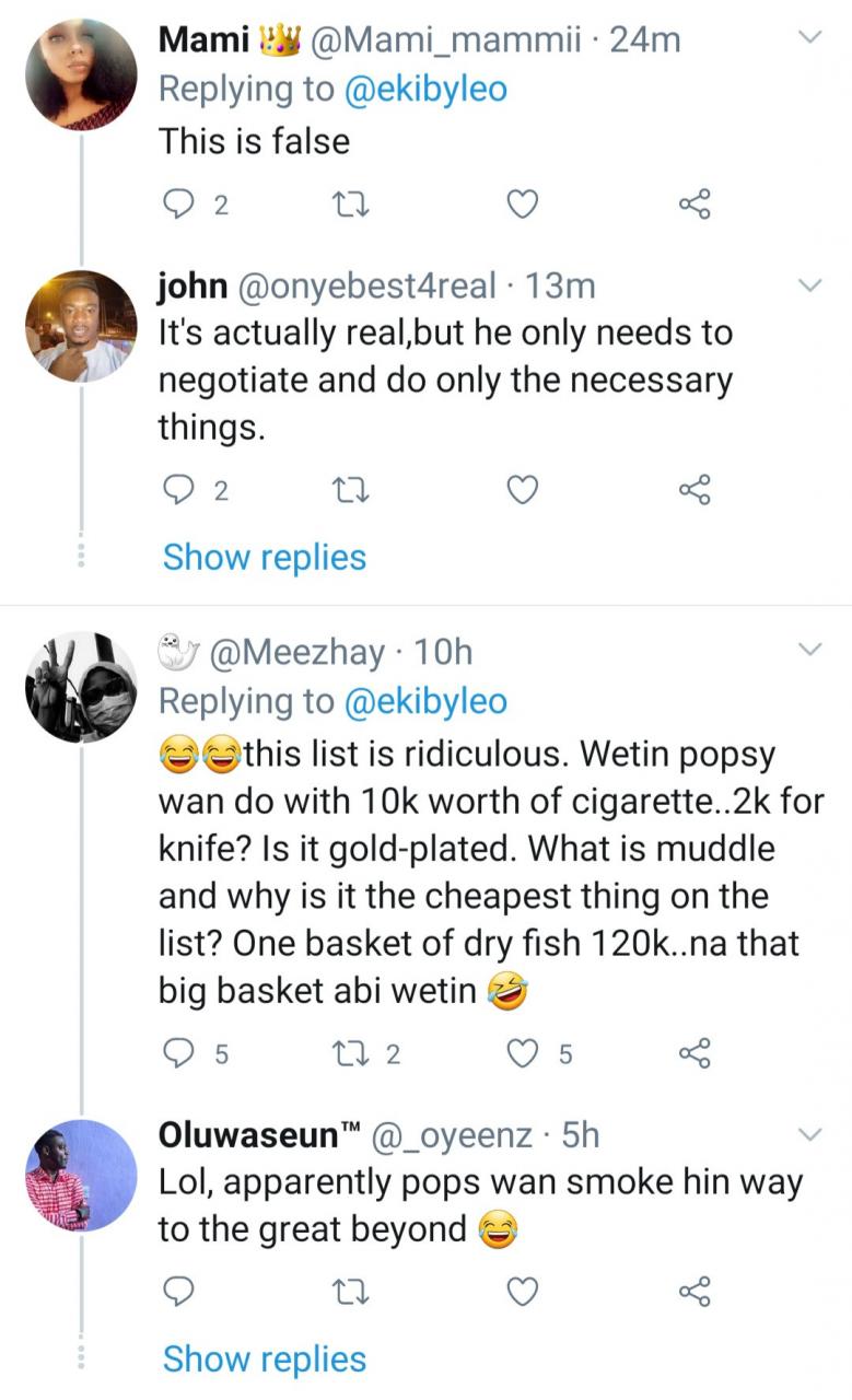 Man laments as he shares the long list of things his in-law asked him to provide before he can marry their daughter