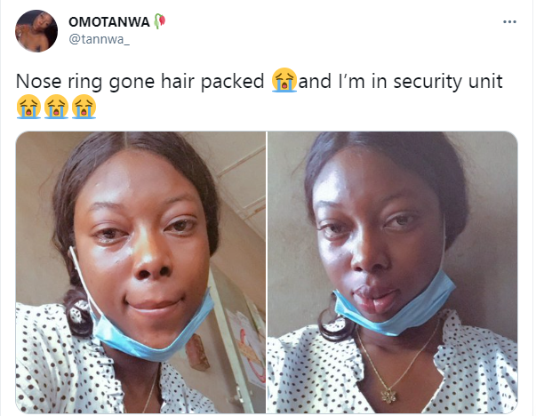 Unilorin student narrates how she was forced to remove her nose ring and pack her hair by the school?s security officials (video)