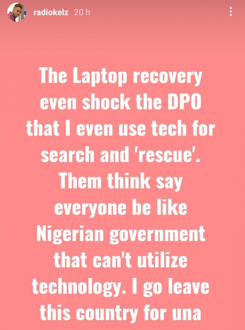 Radio OAP, Kelz uses his drone to track down a laptop thief (video)