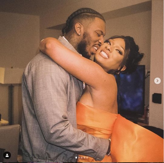 Megan Thee Stallion and her boyfriend Pardison Fontaine share a passionate kiss in new loved-up photos