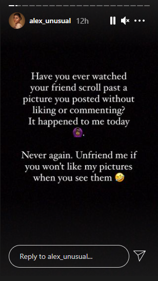 Big Brother Naija star, Alex hilariously forces co-reality show star Prince Enwerem to like her photo on Instagram after it popped up and he scrolled past it (video)