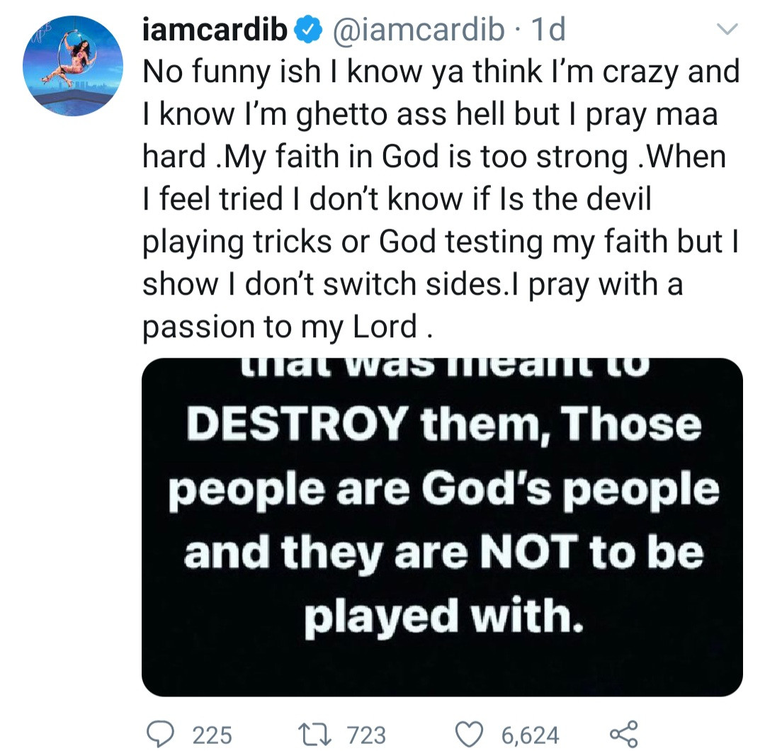 Cardi B reacts after she