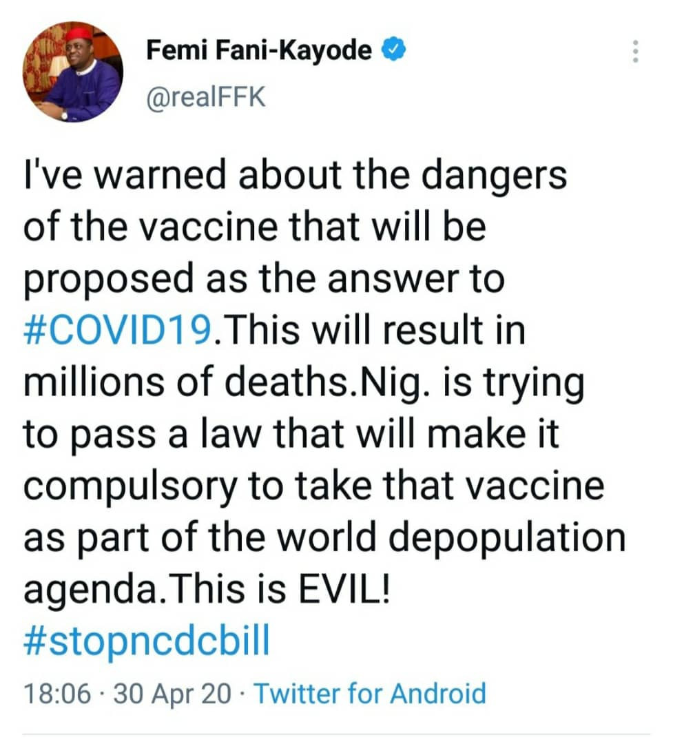 FFK takes COVID19 vaccine months after describing it as evil and 