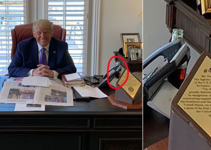 Trump spotted hiding 