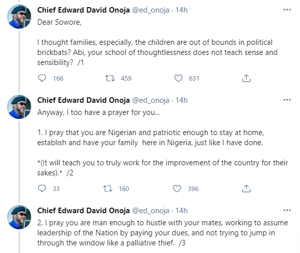 Kogi Deputy Governor, Edward Onoja slams Media Personality Omoyele Sowore over his 
